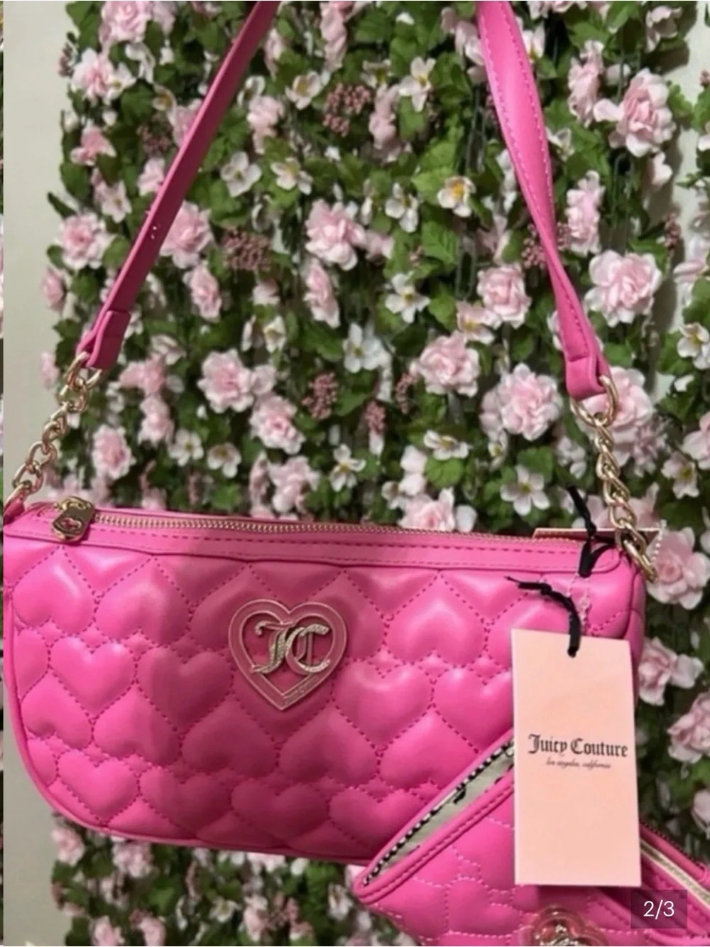 Juicy couture flawless bag, color heart quilted juicy with a matching wallet